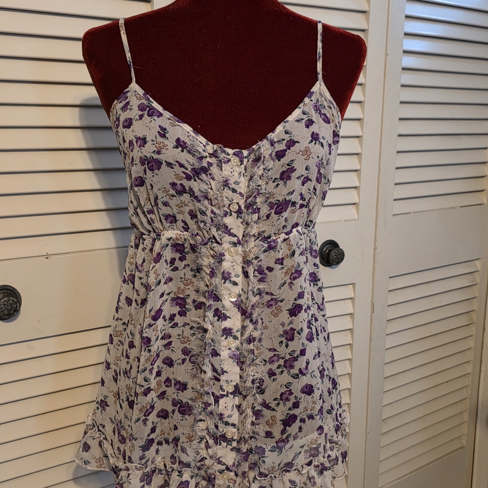 Express Purple and Cream Sheer Floral Camisole